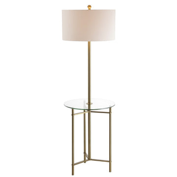 Charles 59" Metal/Glass LED Side Table and Floor Lamp - JONATHAN Y